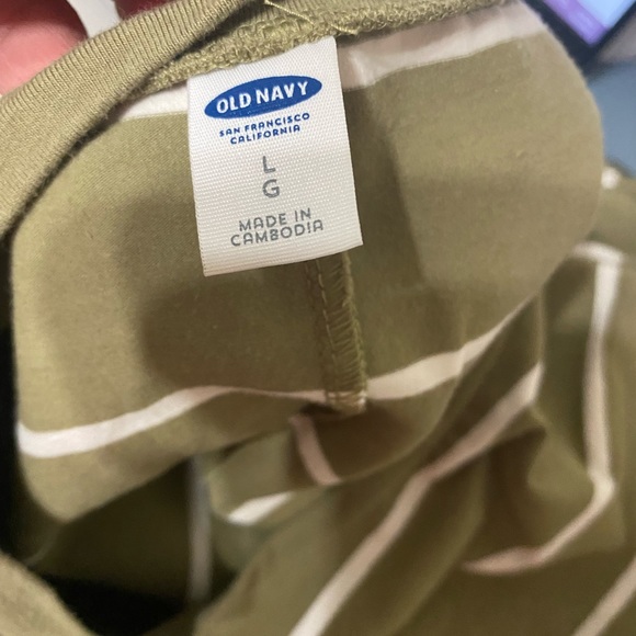 Traded*  Tricia Olive Green with White Stripes Old Navy T -Shirt Dress - Picture 2 of 2
